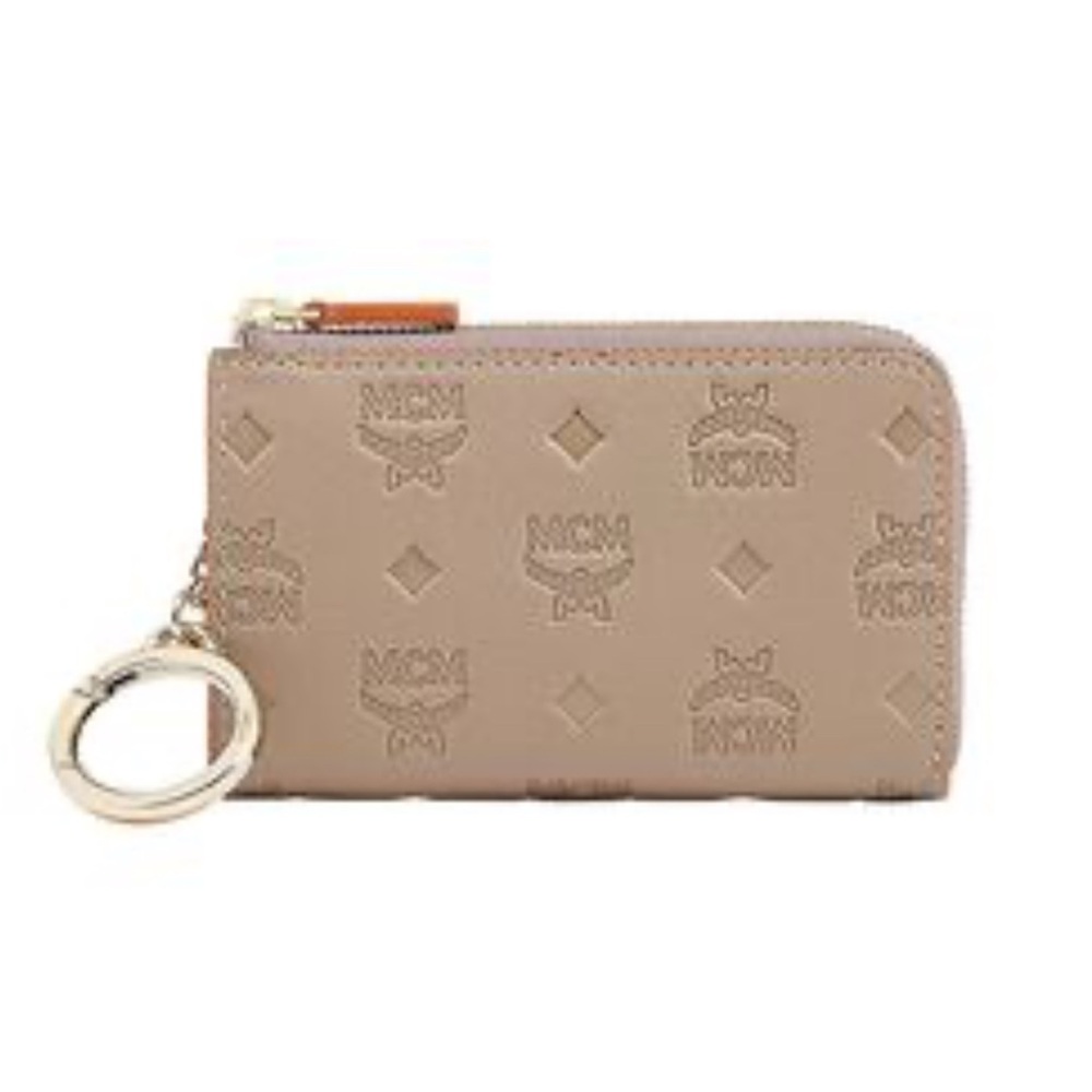 MCM Taupe Leather Card Holder